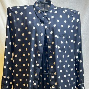 Ann Taylor Navy blue and white Polka Dot Blouse